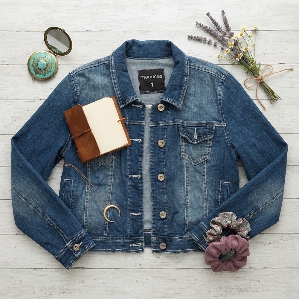 Maurices Womens Medium Wash Denim Jacket Size 1 Blue Button Up Trucker Coat